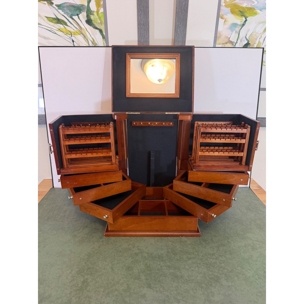 Vintage Lori Greiner Clever & Unique Creations Jewelry Box Armoire Cherry Finish